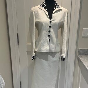 Noviello Bloom Black and Cream Animal Print Cotton Waffle Knit Suit ☀️SJ